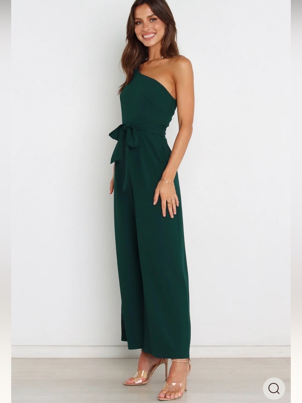 Petal & Pup Leyton Emerald Green One Shoulder Jumpsuit